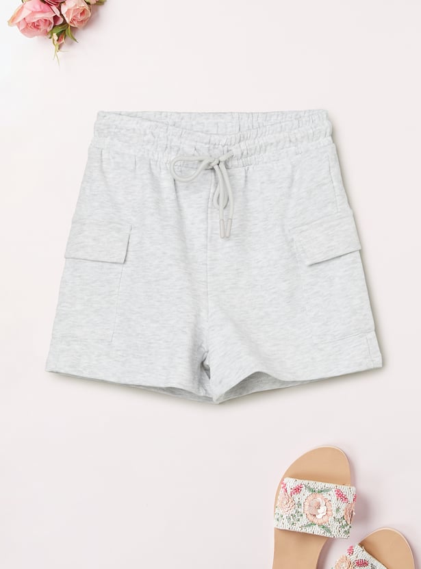 Girls Heathered Cargo Shorts