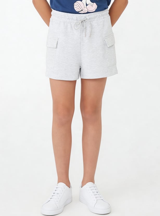 Girls Heathered Cargo Shorts