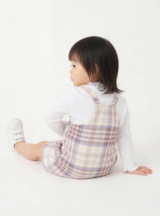 Girls Flannel Checked Pinafore Dress with Top