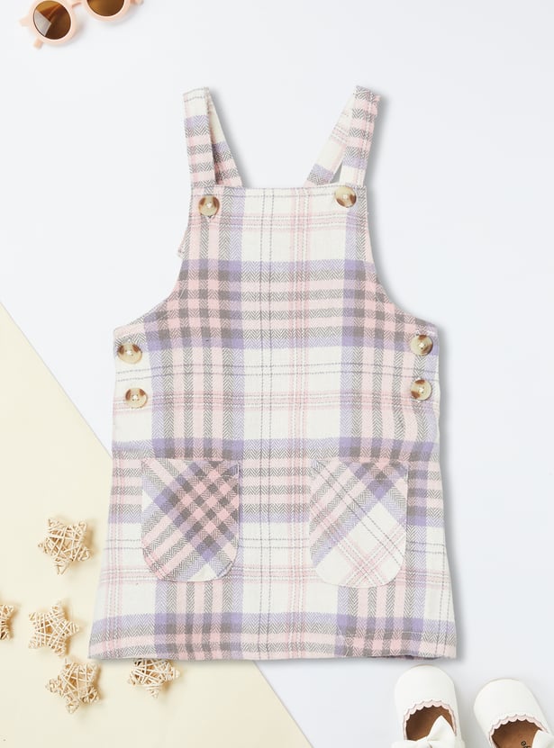 Girls Flannel Checked Pinafore Dress with Top