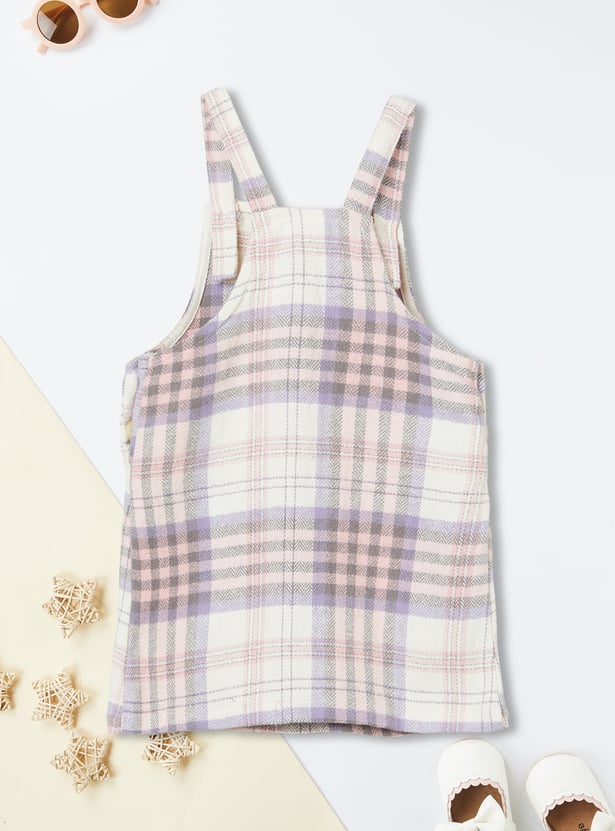 Girls Flannel Checked Pinafore Dress with Top