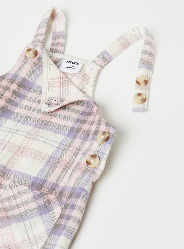 Girls Flannel Checked Pinafore Dress with Top