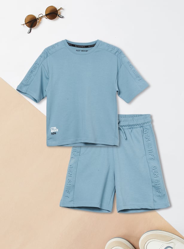 Boys Embossed Shorts Set