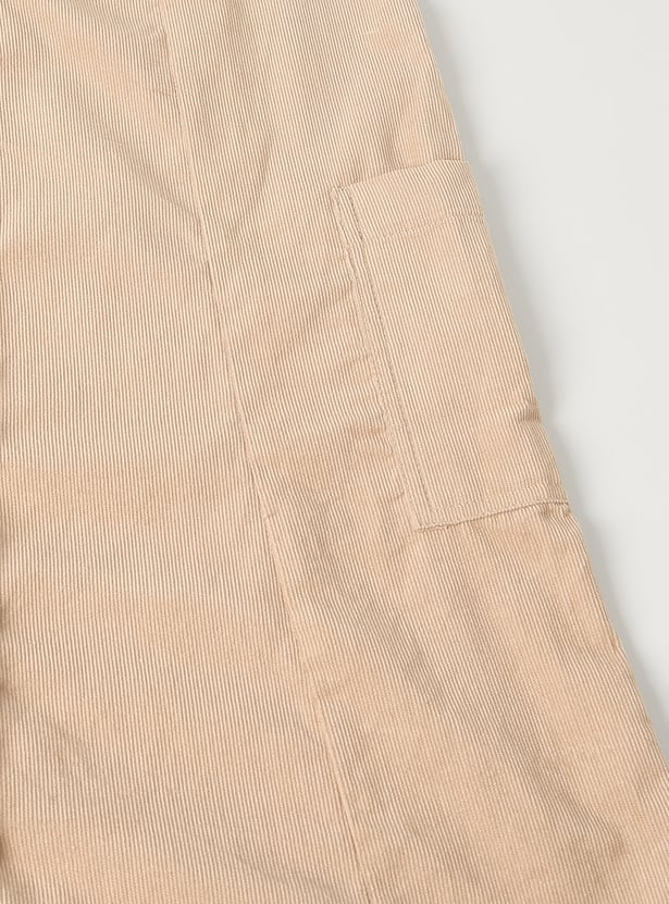 Girls Solid Pinafore Dress with T-shirt