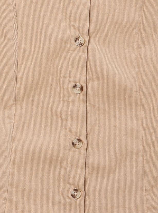 Girls Solid Pinafore Dress with T-shirt