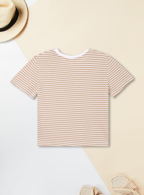 Girls Solid Pinafore Dress with T-shirt