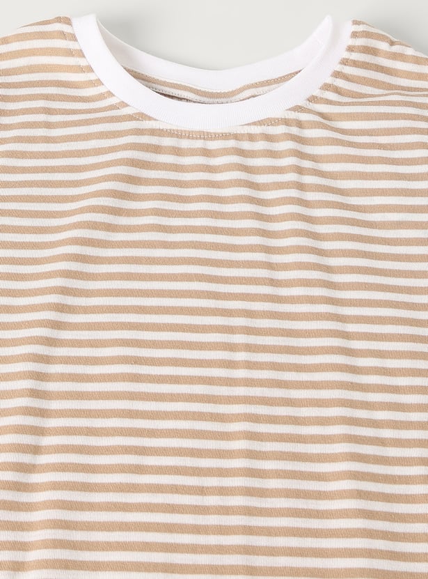 Girls Solid Pinafore Dress with T-shirt