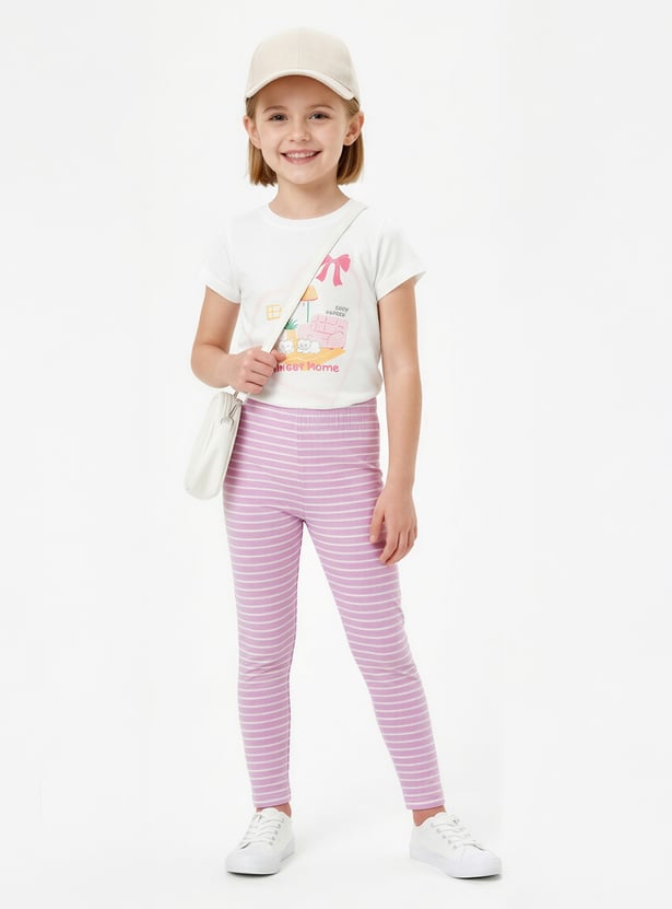 Girls Striped Leggings