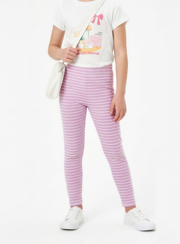 Girls Striped Leggings