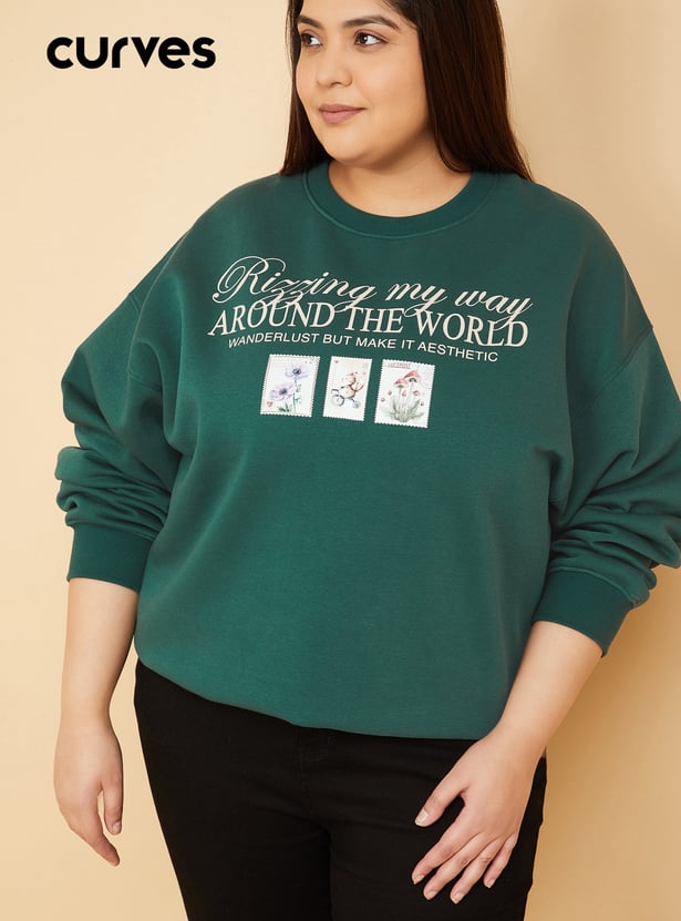 URB_N Women Printed Oversized Sweatshirt