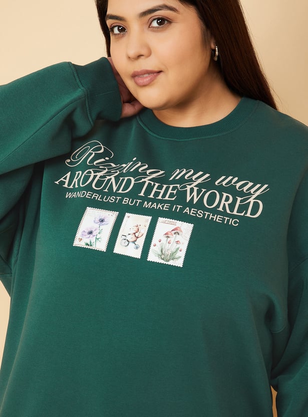 URB_N Women Printed Oversized Sweatshirt