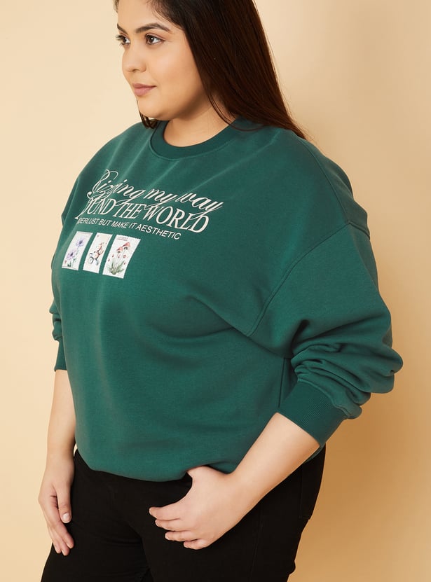 URB_N Women Printed Oversized Sweatshirt