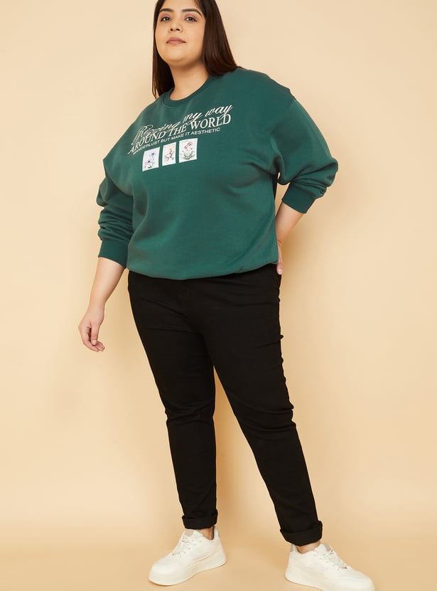 URB_N Women Printed Oversized Sweatshirt