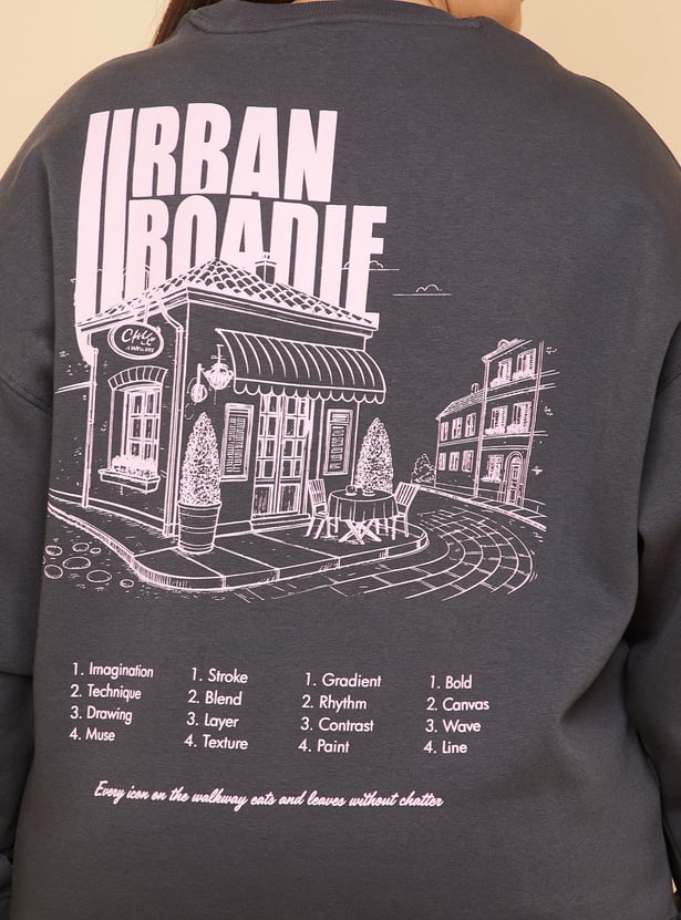 ALAYA F x URB_N Women Printed Oversized Sweatshirt