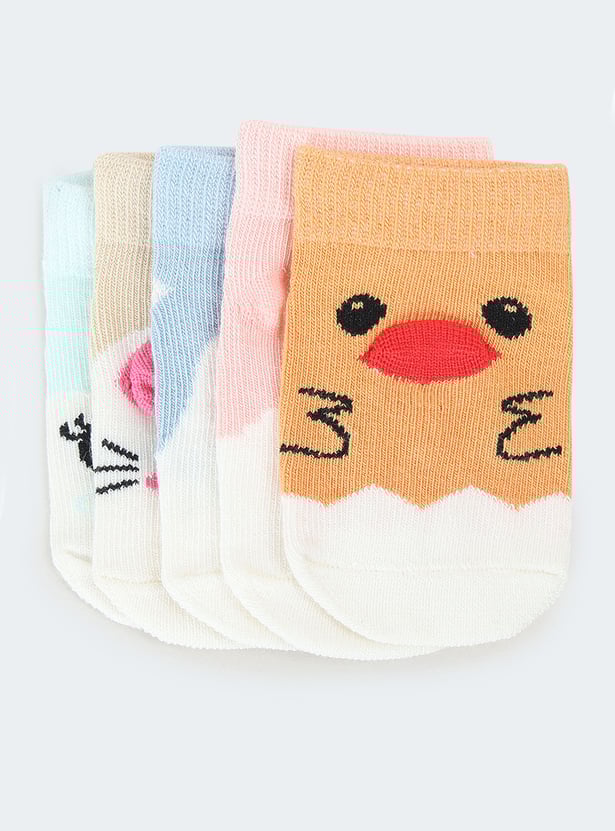 Girls Printed Ankle-Length Socks - Pack of 5