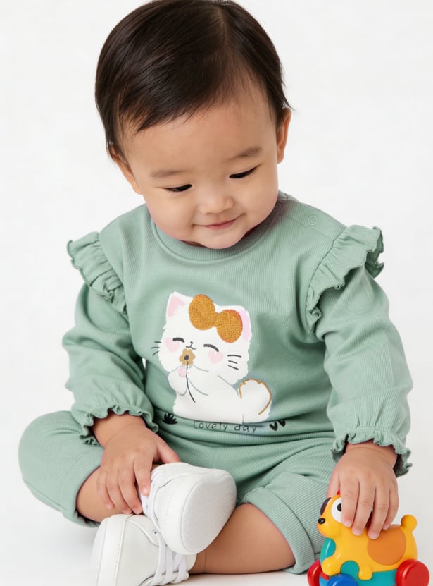 Girls Printed T-shirt and Pants Set