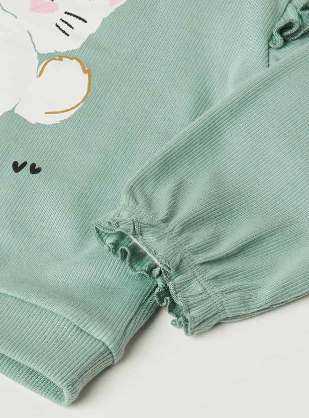 Girls Printed T-shirt and Pants Set