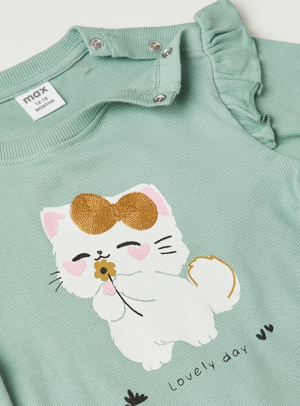 Girls Printed T-shirt and Pants Set