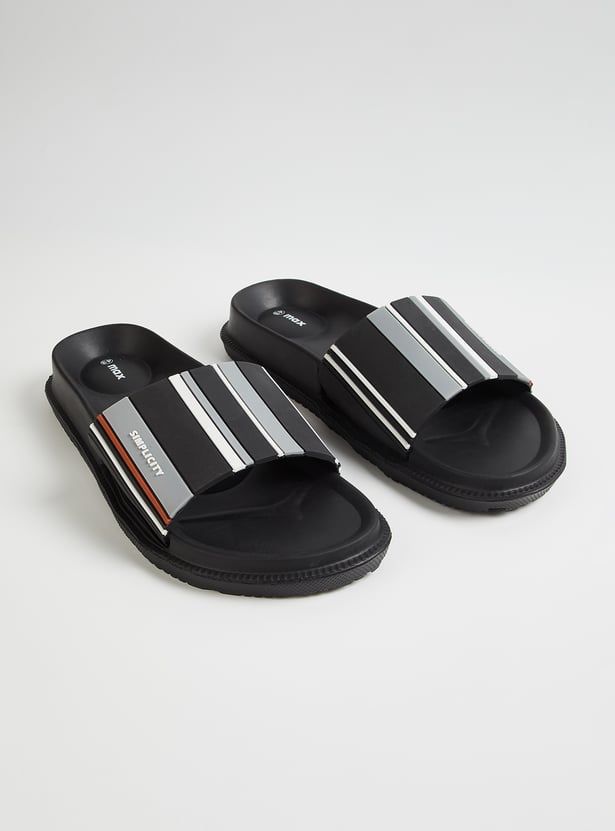 Men Striped Sliders