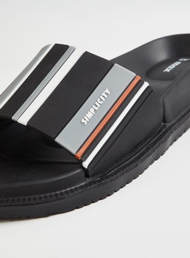 Men Striped Sliders