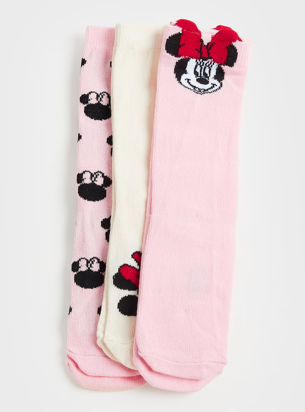 Girls Minnie Crew Length Socks - Pack of 3