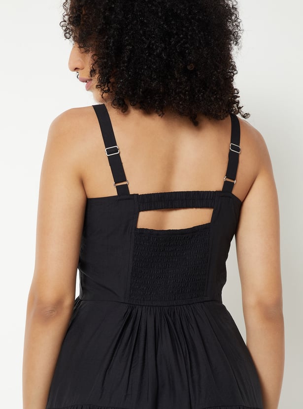 Women Embroidered Tiered Midi Dress