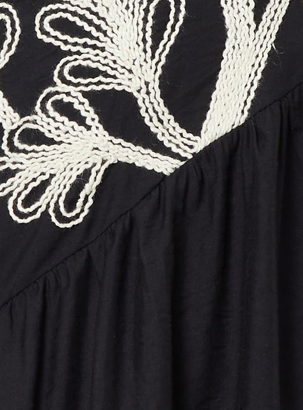 Women Embroidered Tiered Midi Dress