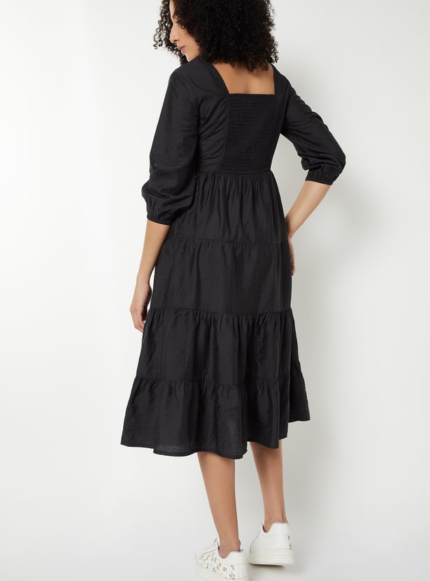 Women Embroidered Tiered Dress