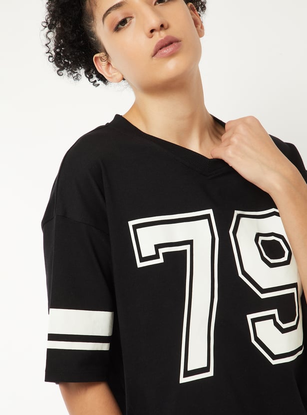 Women Printed Boxy Fit Sports T-shirt