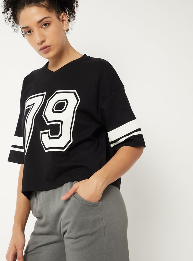 Women Printed Boxy Fit Sports T-shirt