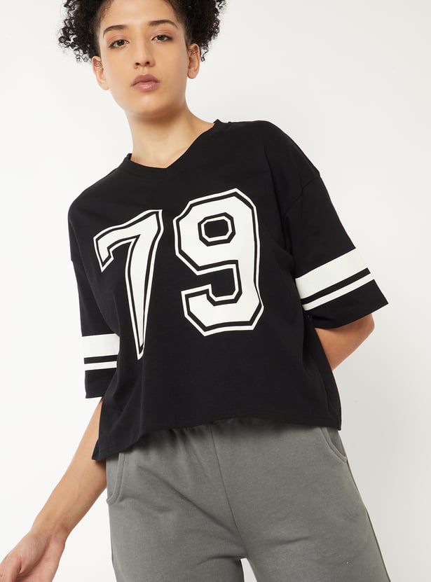 Women Printed Boxy Fit Sports T-shirt