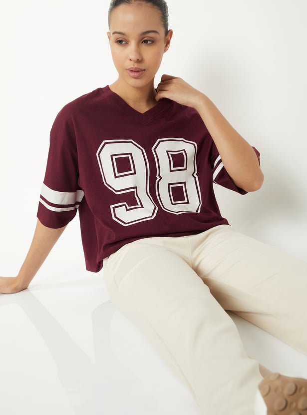 Women Printed Boxy Fit Sports T-shirt