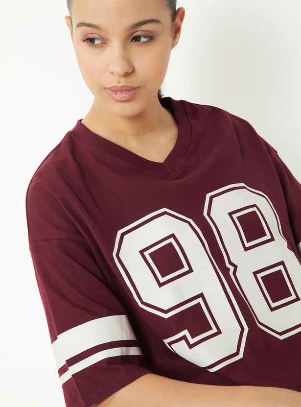 Women Printed Boxy Fit Sports T-shirt