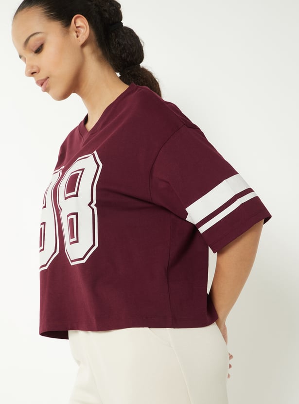 Women Printed Boxy Fit Sports T-shirt