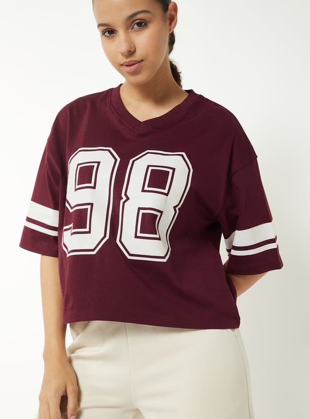 Women Printed Boxy Fit Sports T-shirt