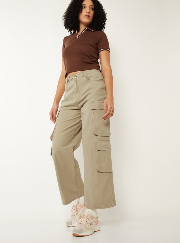 Women Solid Cargo Trousers