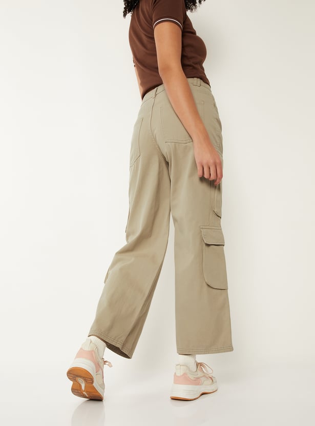 Women Solid Cargo Trousers