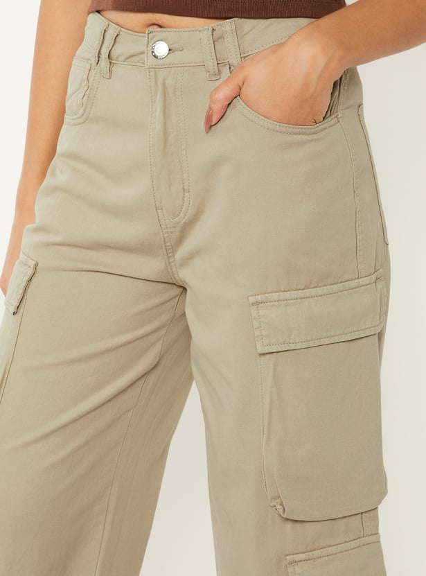 Women Solid Cargo Trousers