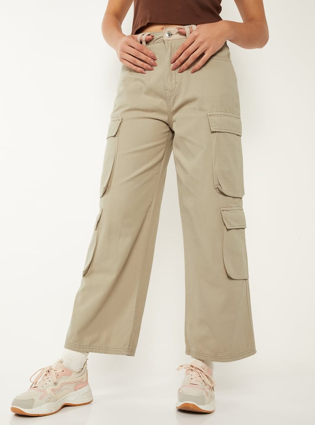 Women Solid Cargo Trousers