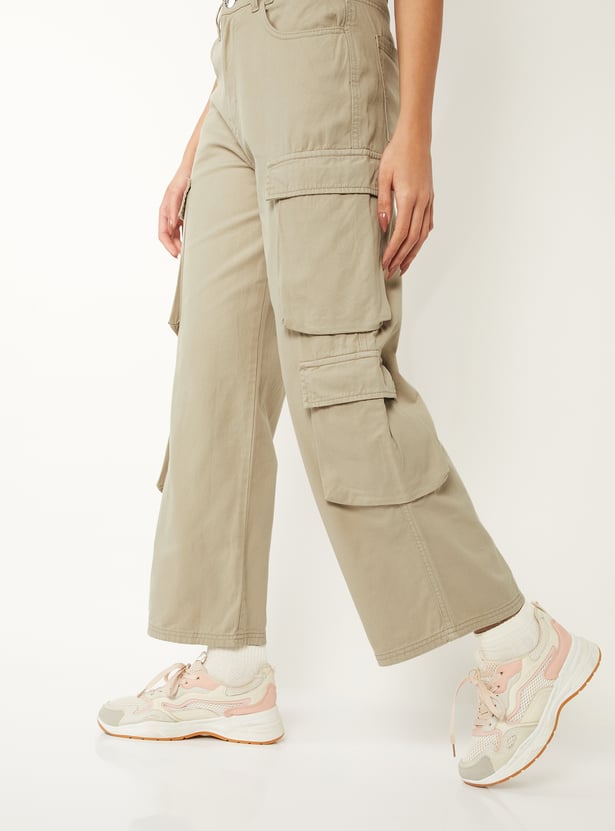 Women Solid Cargo Trousers