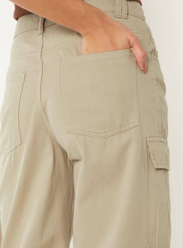 Women Solid Cargo Trousers
