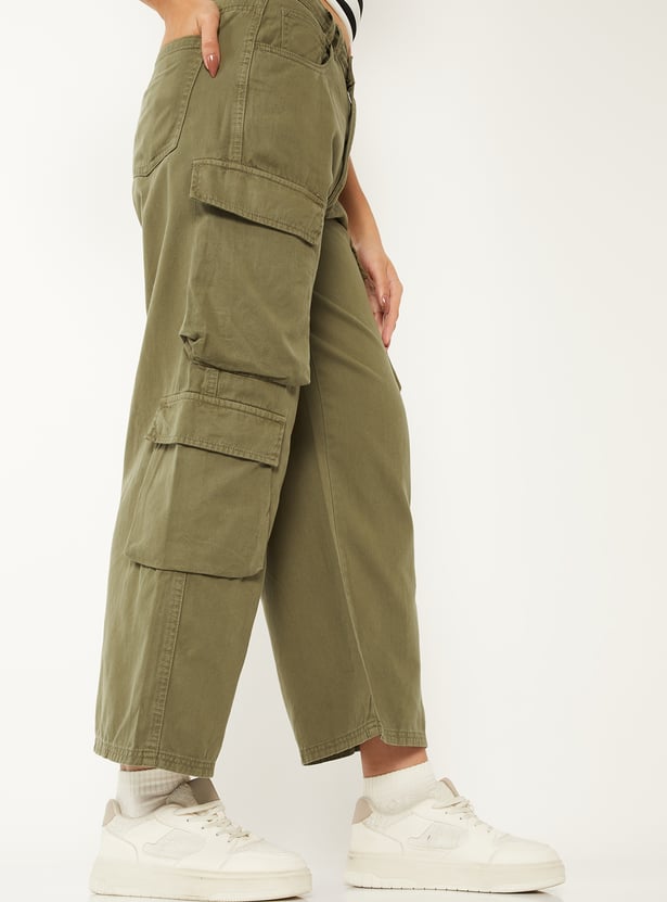 Women Solid Cargo Trousers