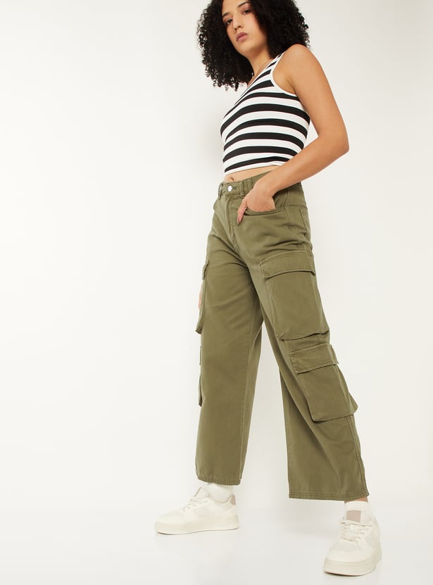 Women Solid Cargo Trousers