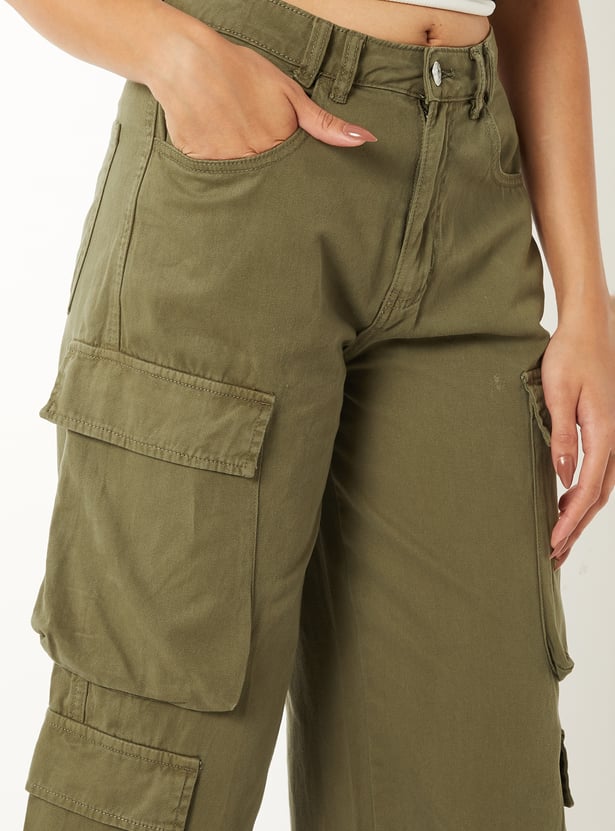 Women Solid Cargo Trousers