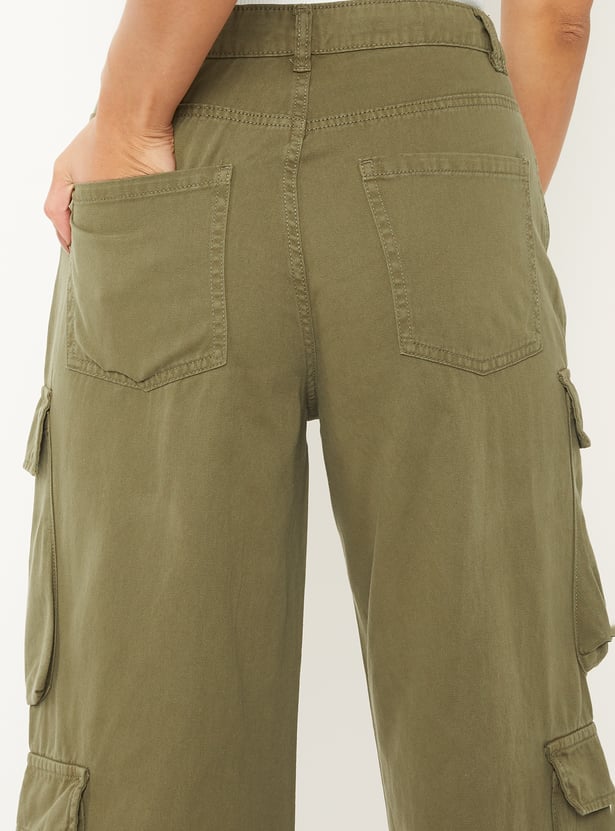 Women Solid Cargo Trousers