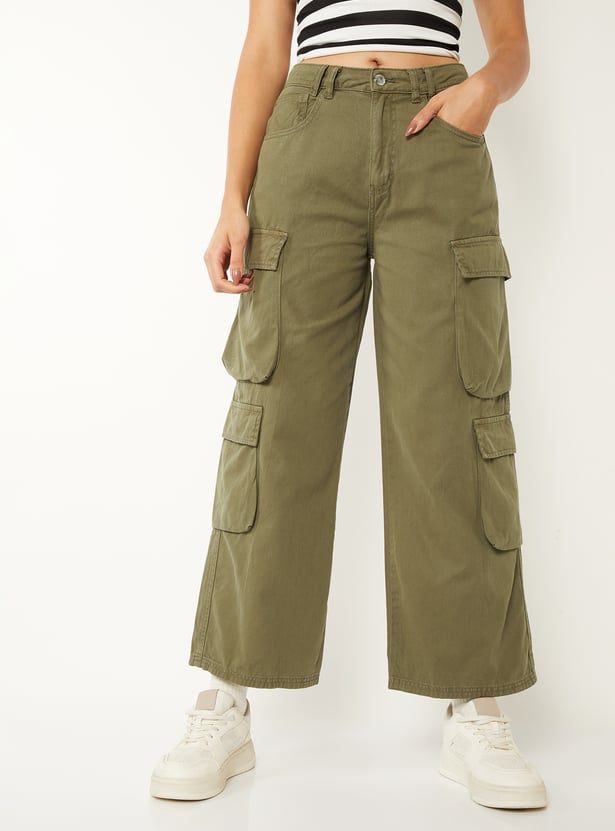 Women Solid Cargo Trousers