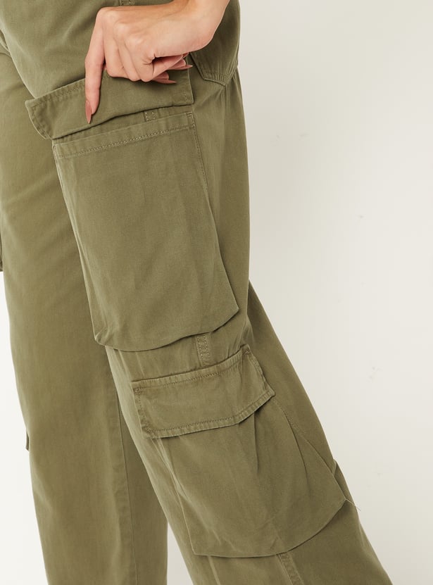 Women Solid Cargo Trousers