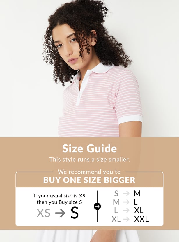 Women Striped Sports Polo T-shirt