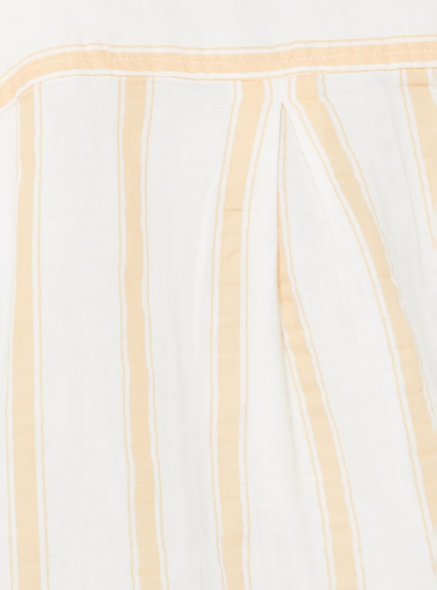 Women Striped Boxy Fit Crop Shirt