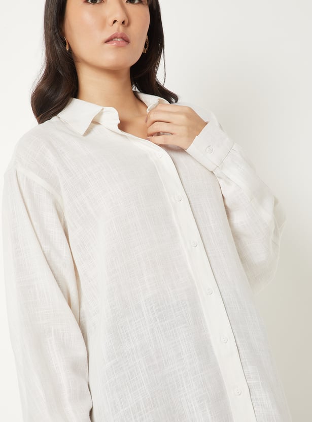 Women Textured Oversized Shirt